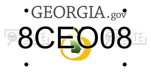 8CEO08 Georgia License Plate