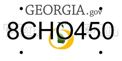 8CHO450 Georgia License Plate