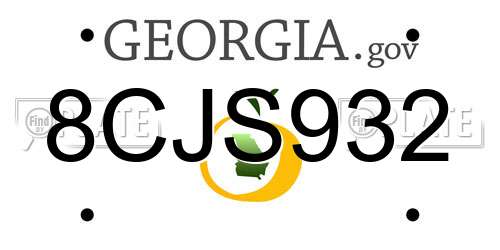 8CJS932 Georgia License Plate