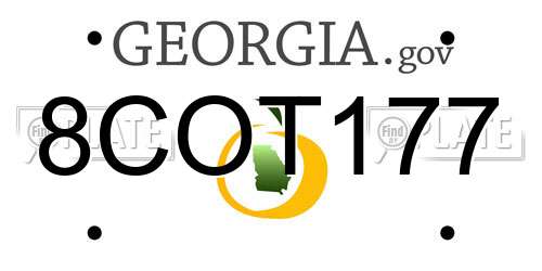 8COT177 Georgia License Plate