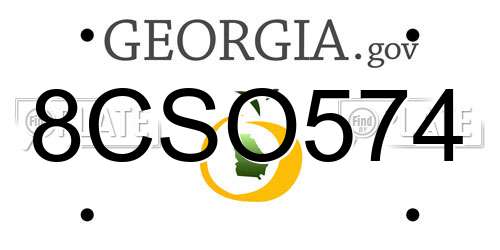8CSO574 Georgia License Plate