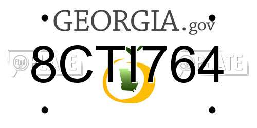 8CTI764 Georgia License Plate