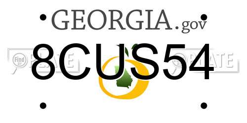 8CUS54 Georgia License Plate