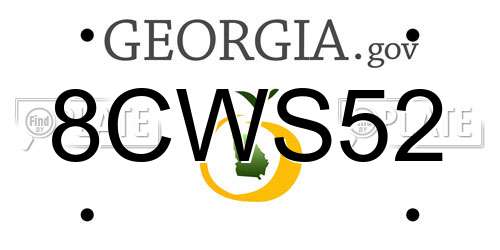 8CWS52 Georgia License Plate