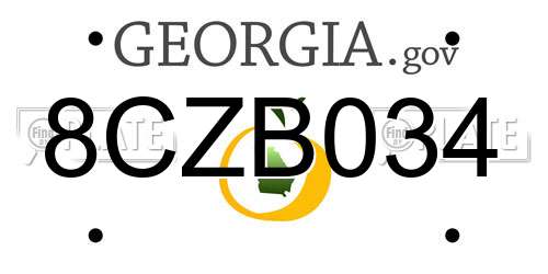 8CZB034 Georgia License Plate
