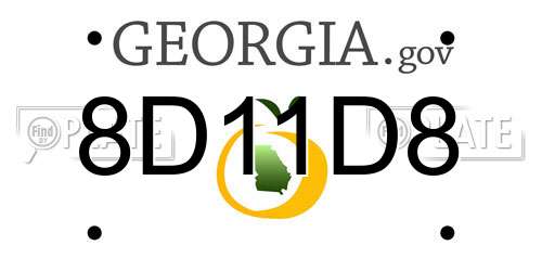 8D11D8 Georgia License Plate