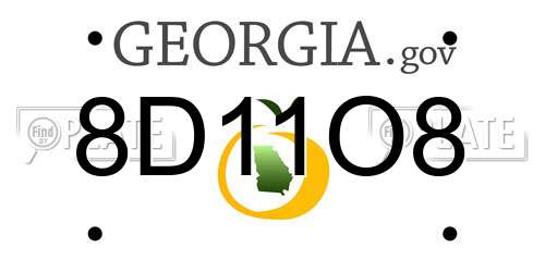 8D11O8 Georgia License Plate