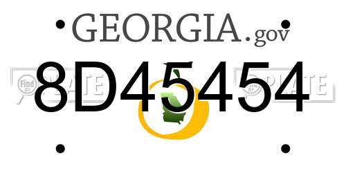 8D45454 Georgia License Plate