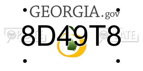 8D49T8 Georgia License Plate