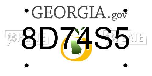 8D74S5 Georgia License Plate
