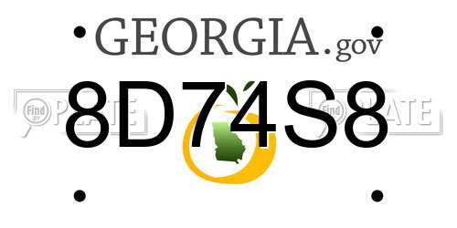 8D74S8 Georgia License Plate