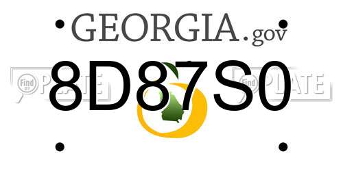 8D87S0 Georgia License Plate