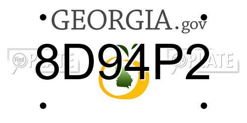 8D94P2 Georgia License Plate