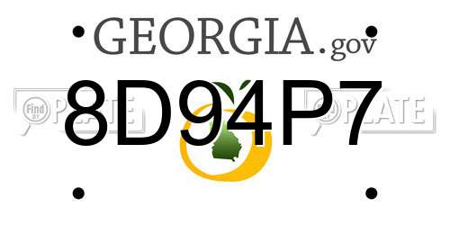 8D94P7 Georgia License Plate
