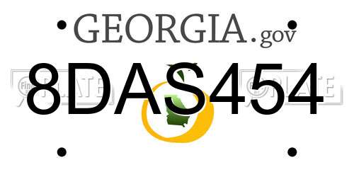 8DAS454 Georgia License Plate