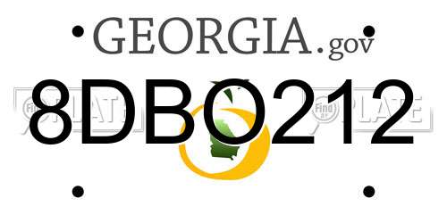 8DBO212 Georgia License Plate