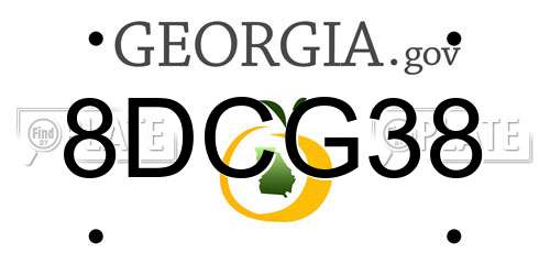 8DCG38 Georgia License Plate