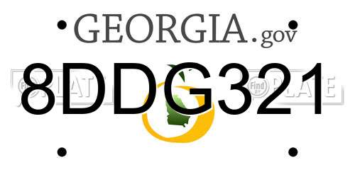 8DDG321 Georgia License Plate
