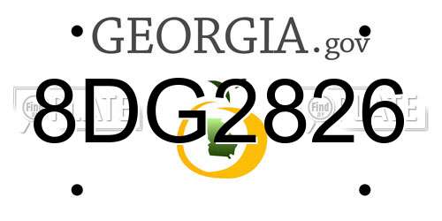 8DG2826 Georgia License Plate