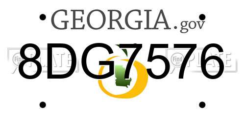 8DG7576 Georgia License Plate