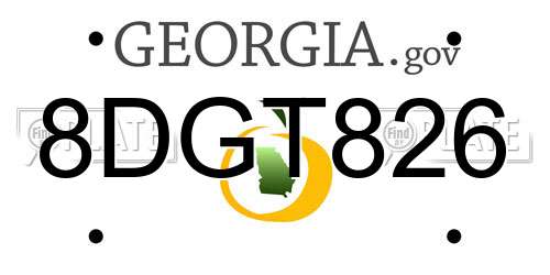 8DGT826 Georgia License Plate