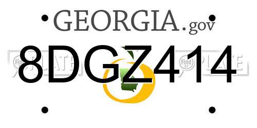 8DGZ414 Georgia License Plate