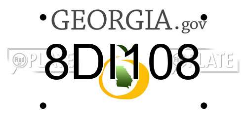 8DI108 Georgia License Plate