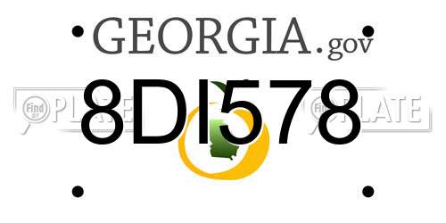 8DI578 Georgia License Plate