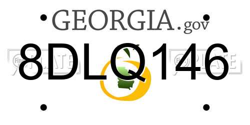 8DLQ146 Georgia License Plate