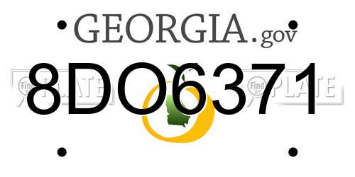 8DO6371 Georgia License Plate