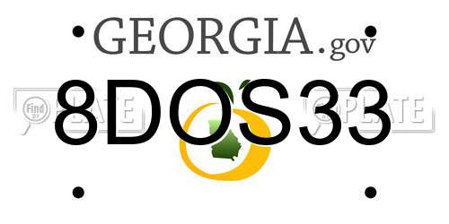 8DOS33 Georgia License Plate