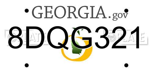 8DQG321 Georgia License Plate
