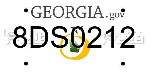 8DS0212 Georgia License Plate