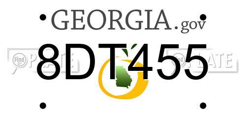 8DT455 Georgia License Plate