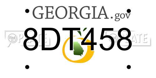 8DT458 Georgia License Plate