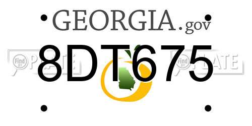 8DT675 Georgia License Plate