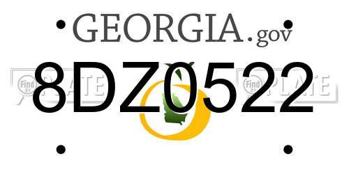 8DZ0522 Georgia License Plate
