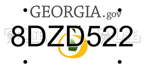 8DZD522 Georgia License Plate