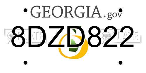 8DZD822 Georgia License Plate