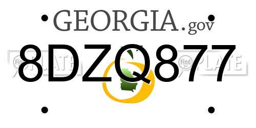 8DZQ877 Georgia License Plate