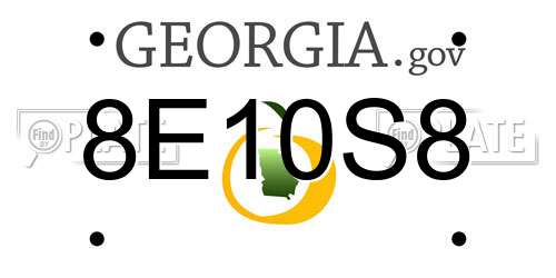 8E10S8 Georgia License Plate