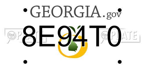 8E94T0 Georgia License Plate