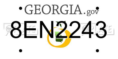8EN2243 Georgia License Plate