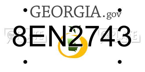8EN2743 Georgia License Plate