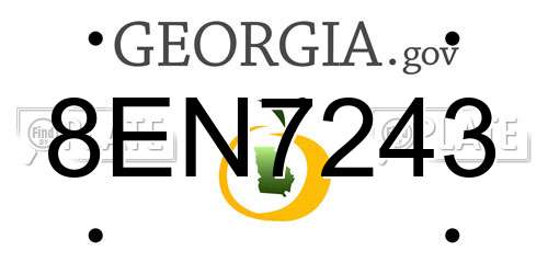 8EN7243 Georgia License Plate
