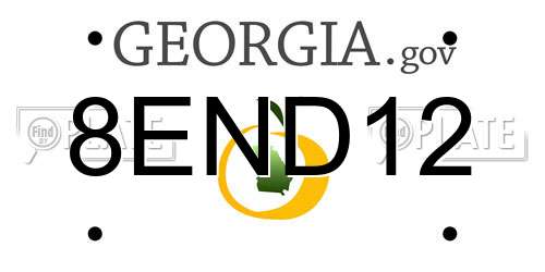 8END12 Georgia License Plate