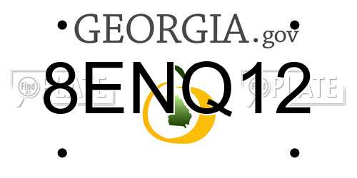8ENQ12 Georgia License Plate