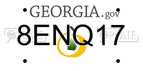 8ENQ17 Georgia License Plate