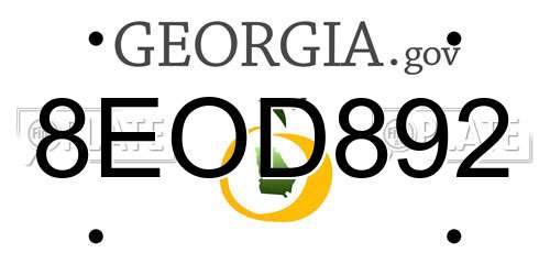 8EOD892 Georgia License Plate