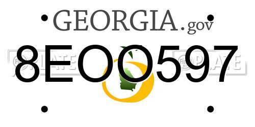 8EOO597 Georgia License Plate